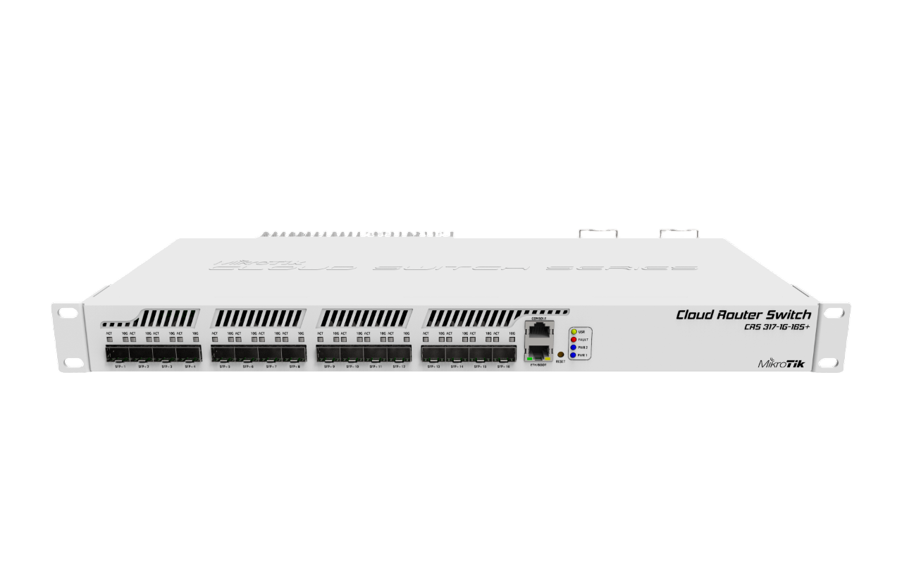 CRS317-1G-16S+: 16x SFP+, 1x 1GbE 