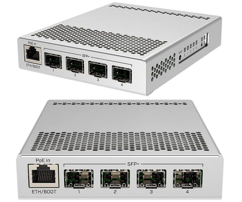 CRS305-1G-4S+: 4x SFP+, 1x 1GbE