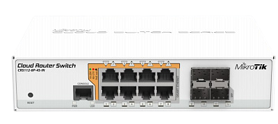 CRS112-8P-4S: 8x Gigabit (PoE in), 4x SFP